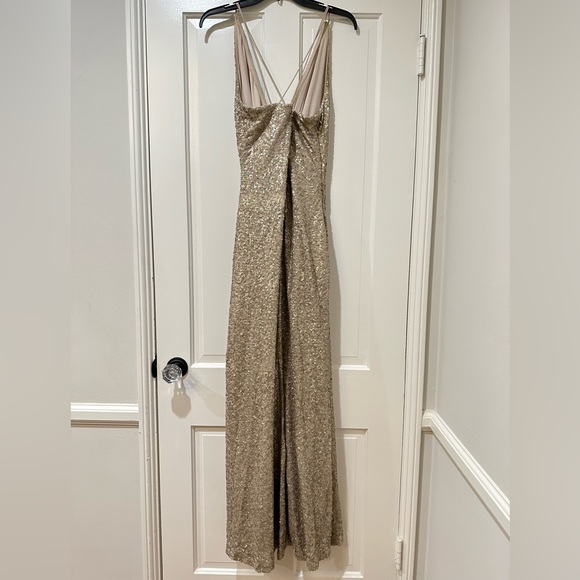 Lauren Ralph Lauren Evening Gold sequin Dress gown - Picture 10 of 17